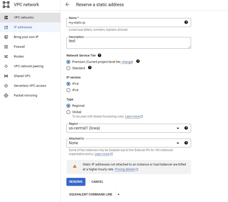 GCP External Static IP Address